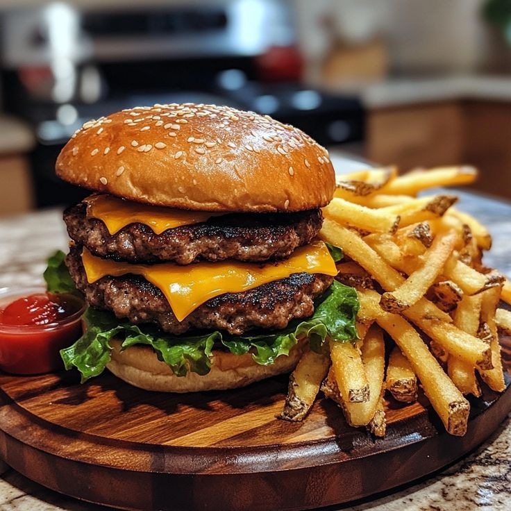 Double Cheese Burger with Chips