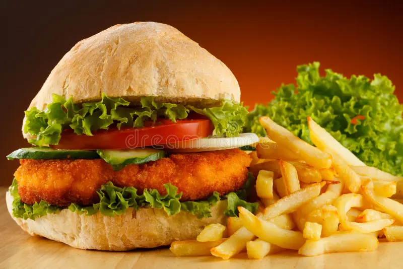 Chicken Steak Burger with Chips